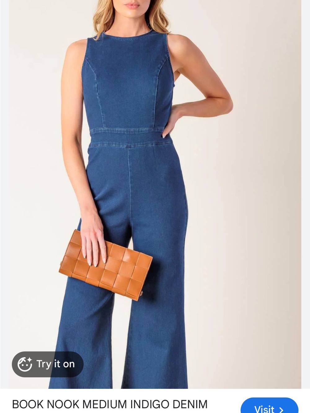 Flying Tomato Medium Indigo Denim Wide Leg Jumpsuit